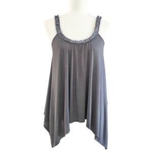 ⭐️Express⭐️Sequin Trim Dark Grey Flowy Scoop Neck Tank Top Shirt Blouse Size M